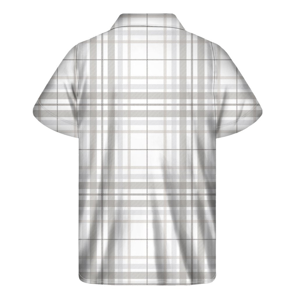 White And Grey Plaid Pattern Print Mens Short Sleeve Shirt Hawaiian