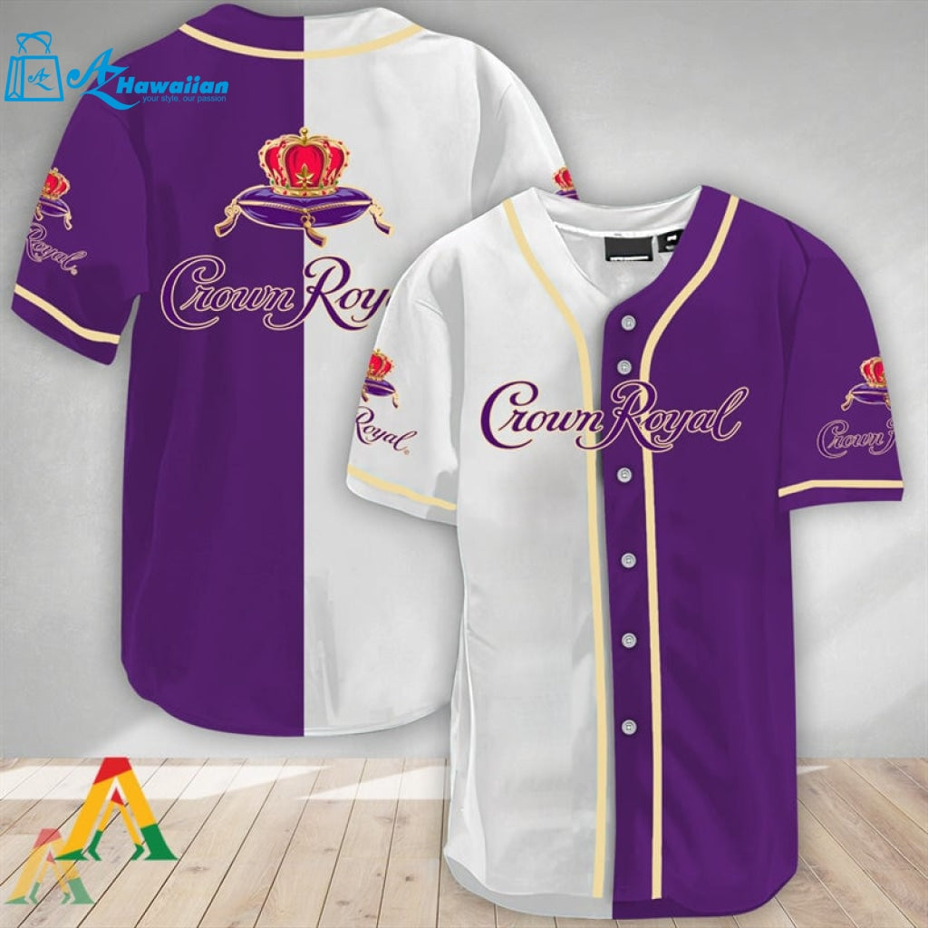 White And Purple Split Crown Royal Baseball Jersey