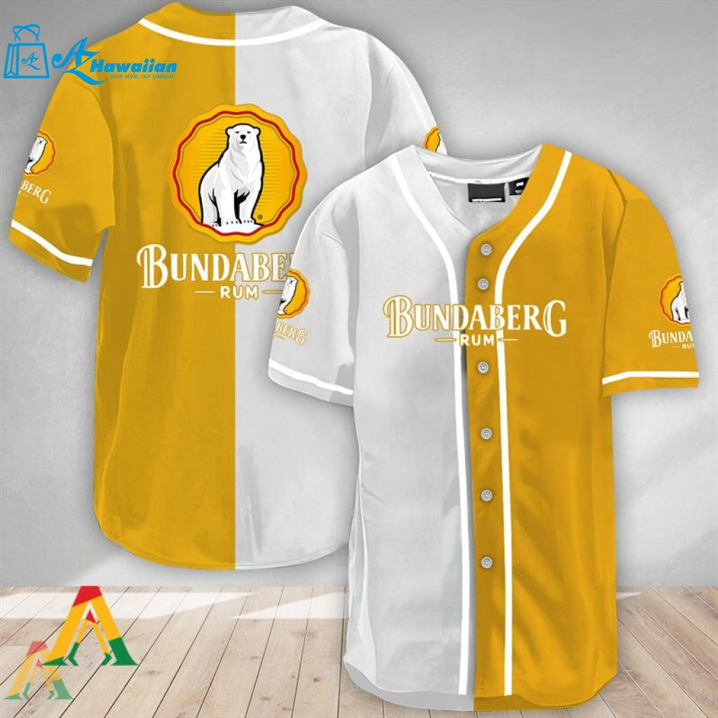 White And Yellow Split Bundaberg Baseball Jersey