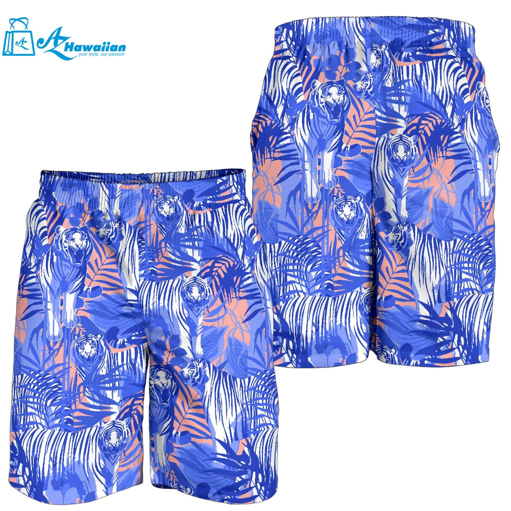 White Bengal Tigers Pattern Men Shorts