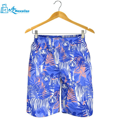 White Bengal Tigers Pattern Men Shorts