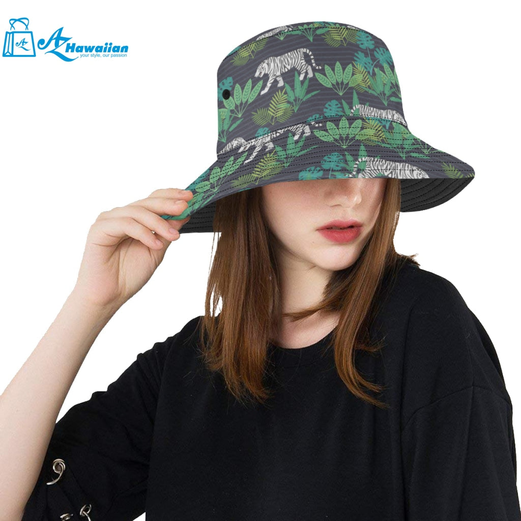 white bengal tigers tropical plant Unisex Bucket Hat