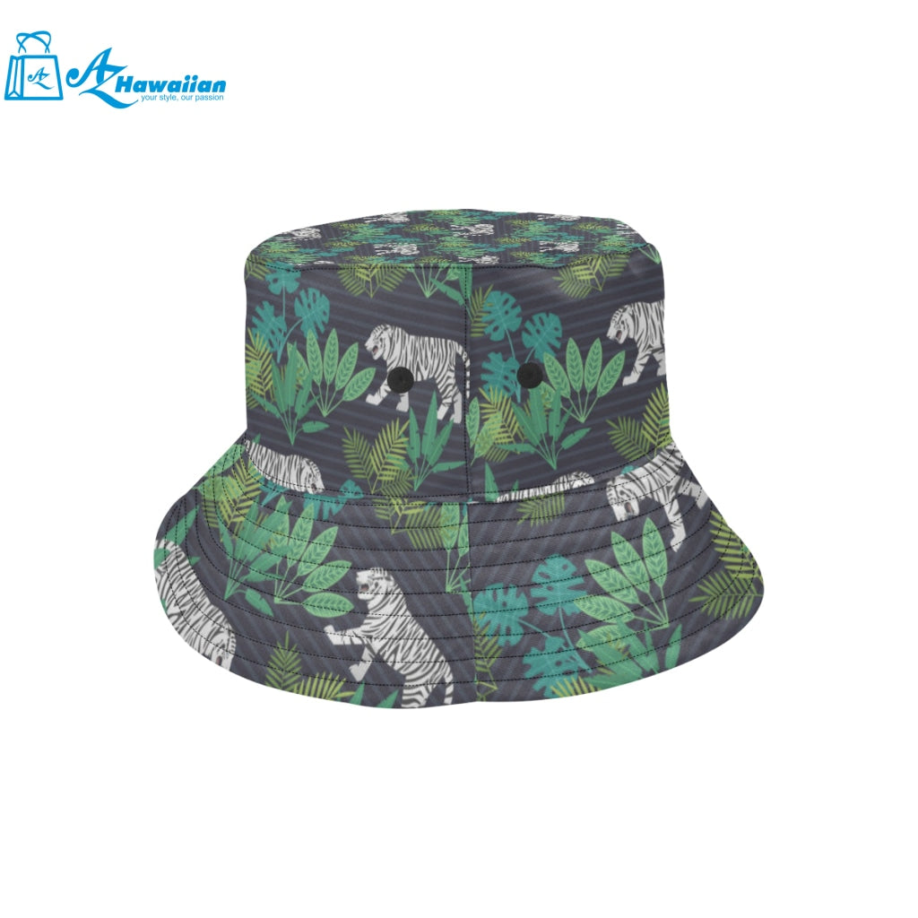 white bengal tigers tropical plant Unisex Bucket Hat