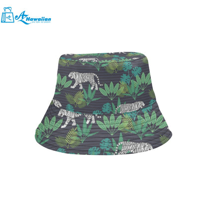 white bengal tigers tropical plant Unisex Bucket Hat