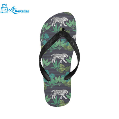 white bengal tigers tropical plant Unisex Flip Flops