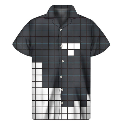 White Brick Puzzle Video Game Print Mens Short Sleeve Shirt Hawaiian