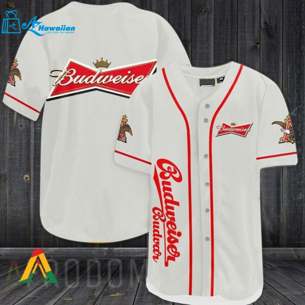 White Budweiser Beer Baseball Jersey