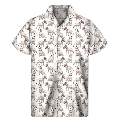 White Bull Terrier Pattern Print Mens Short Sleeve Shirt Hawaiian