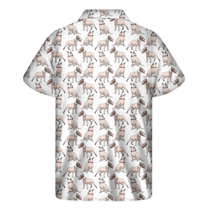 White Bull Terrier Pattern Print Mens Short Sleeve Shirt Hawaiian