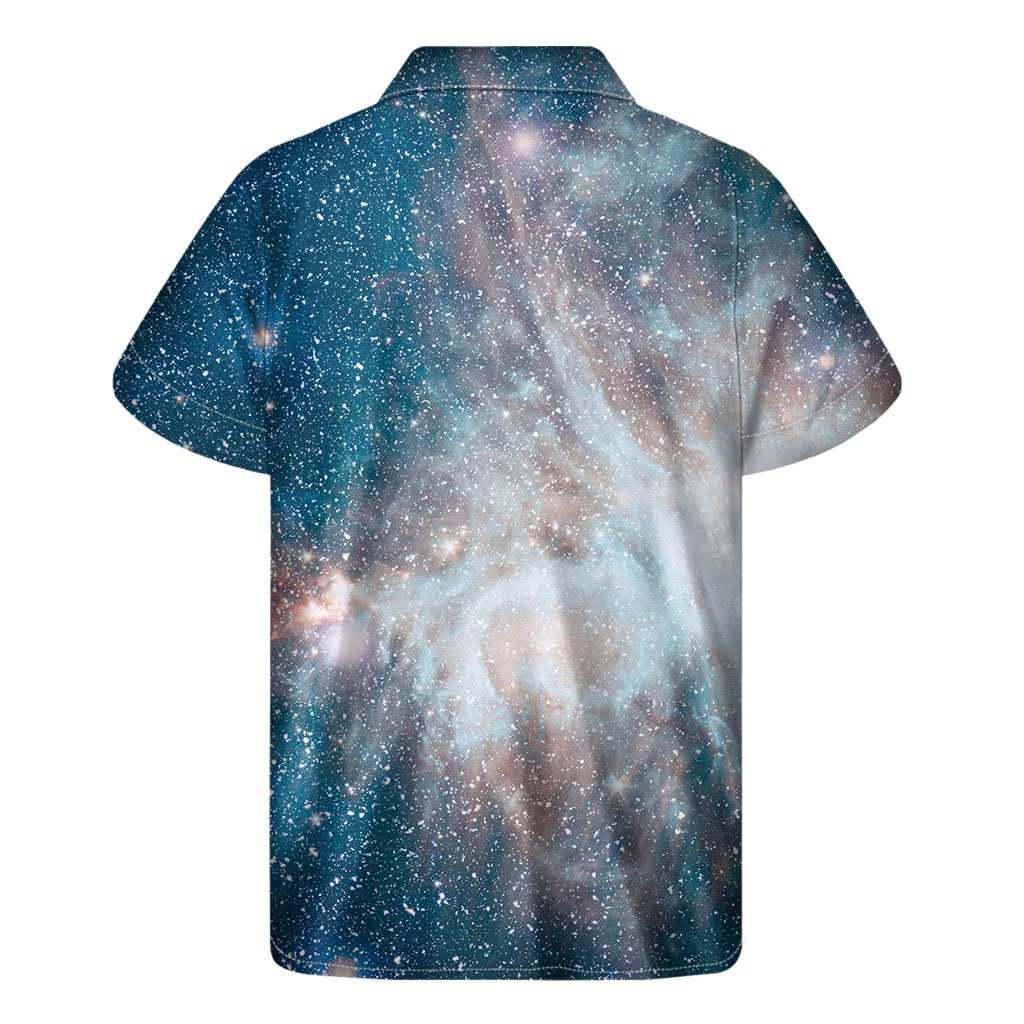 White Cloud Galaxy Space Print Mens Short Sleeve Shirt Hawaiian