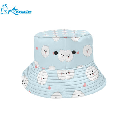 White cute pomeranian pattern Unisex Bucket Hat