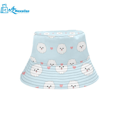 White cute pomeranian pattern Unisex Bucket Hat