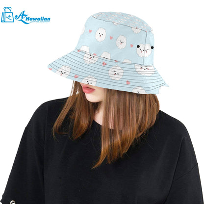 White cute pomeranian pattern Unisex Bucket Hat