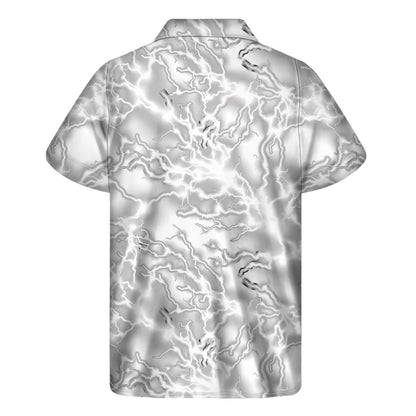 White Electric Lightning Print Mens Short Sleeve Shirt Hawaiian