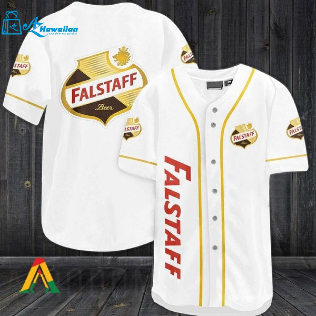 White Falstaff Beer Baseball Jersey