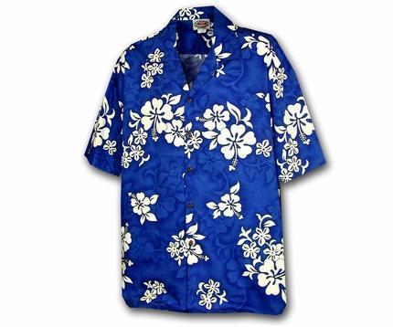 White Flower Blue Boy'sHawaiian Shirt Made In Hawaii, Summer Shirt, Beach Shirts