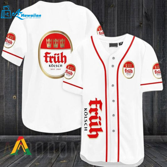 White Fruh Kolsch Baseball Jersey