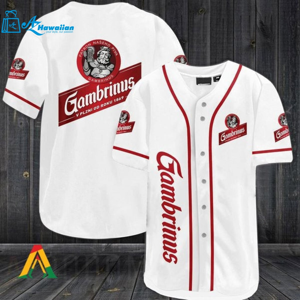 White Gambrinus Beer Baseball Jersey