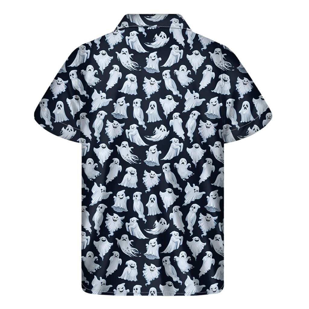 White Ghost Pattern Print Mens Short Sleeve Shirt Hawaiian