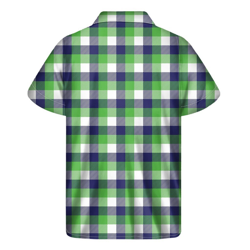 White Green And Blue Buffalo Plaid Print Mens Short Sleeve Shirt Hawaiian