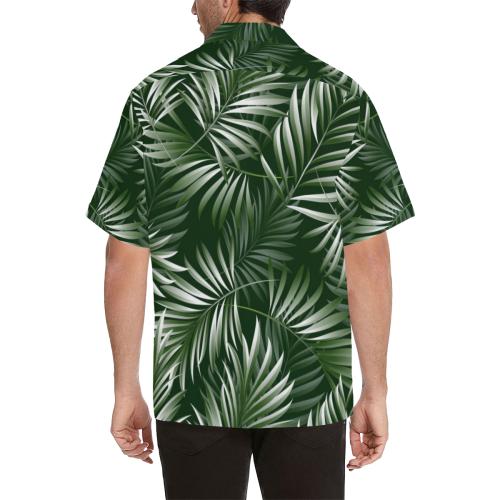 White & Green Tropical Palm Hawaiian Shirt