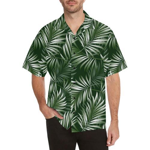 White & Green Tropical Palm Hawaiian Shirt