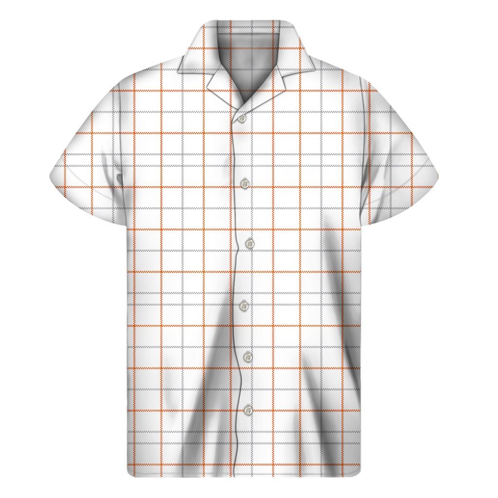 White Halloween Tattersall Pattern Print Mens Short Sleeve Shirt Hawaiian