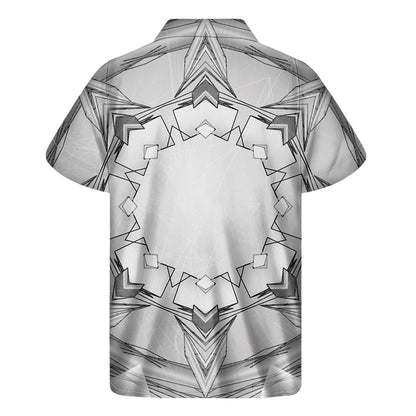 White Kaleidoscope Print Mens Short Sleeve Shirt Hawaiian