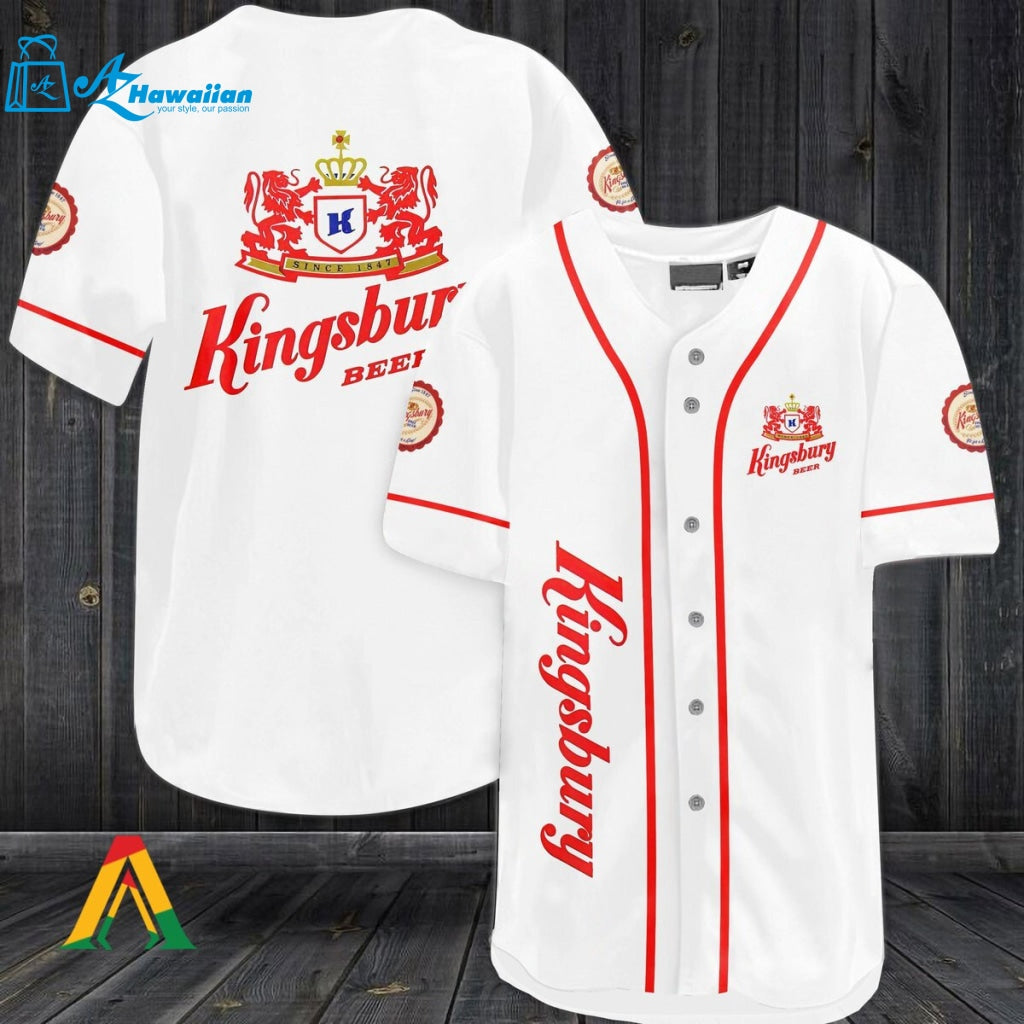 White Kingsbury Beer Baseball Jersey