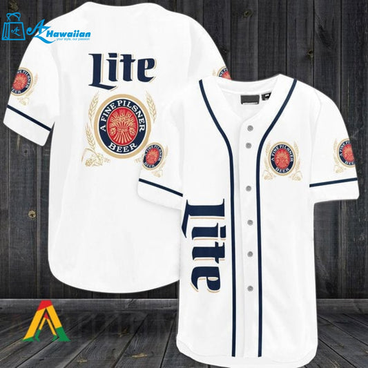 White Miller Lite Baseball Jersey