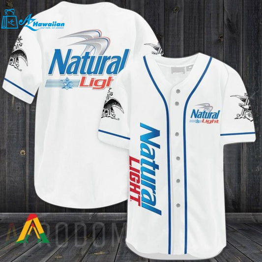 White Natural Light Baseball Jersey