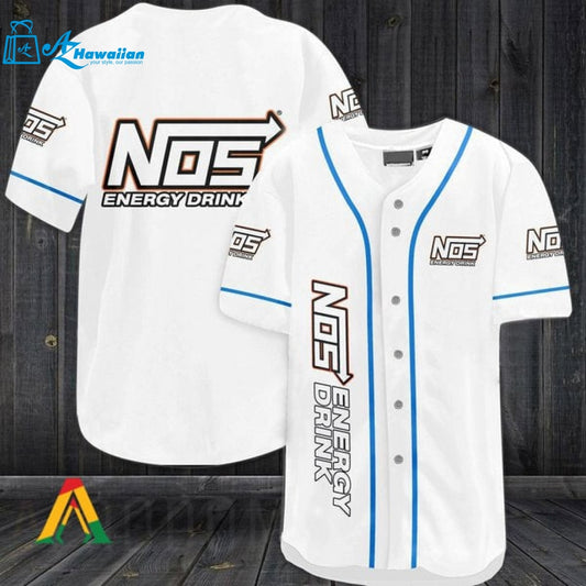 White NOS Energy Drink Baseball Jersey