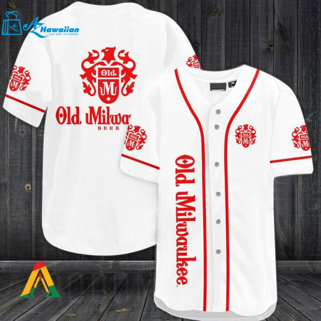 White Old Milwaukee Beer Baseball Jersey