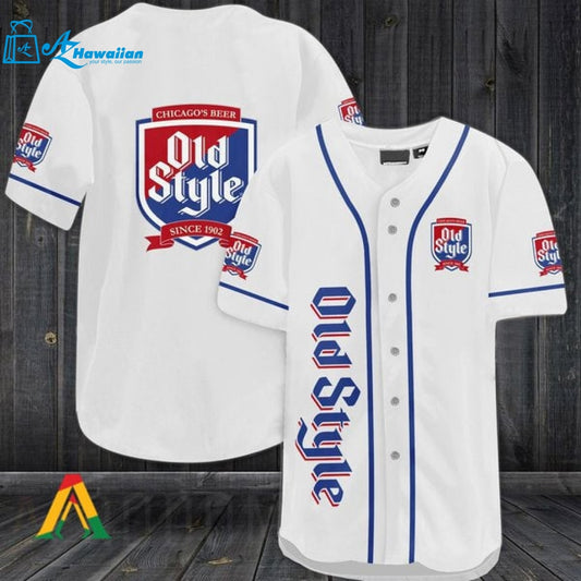 White Old Style Beer Baseball Jersey