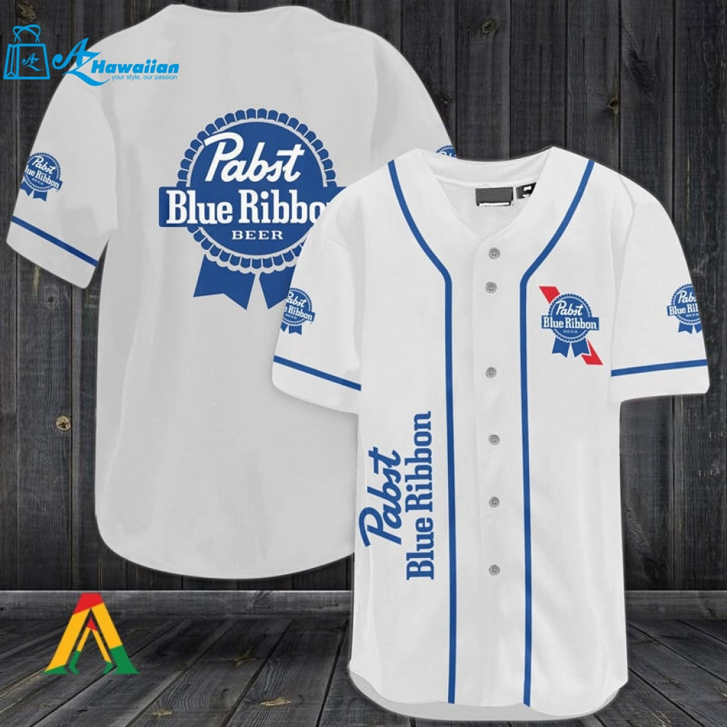 White Pabst Blue Ribbon Baseball Jersey