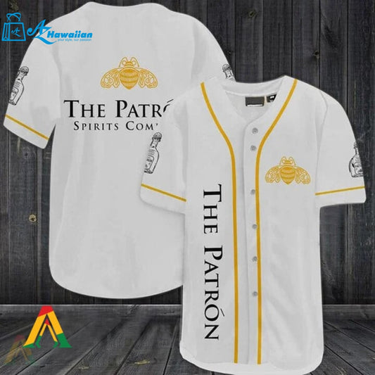 White Patrón Tequila Baseball Jersey