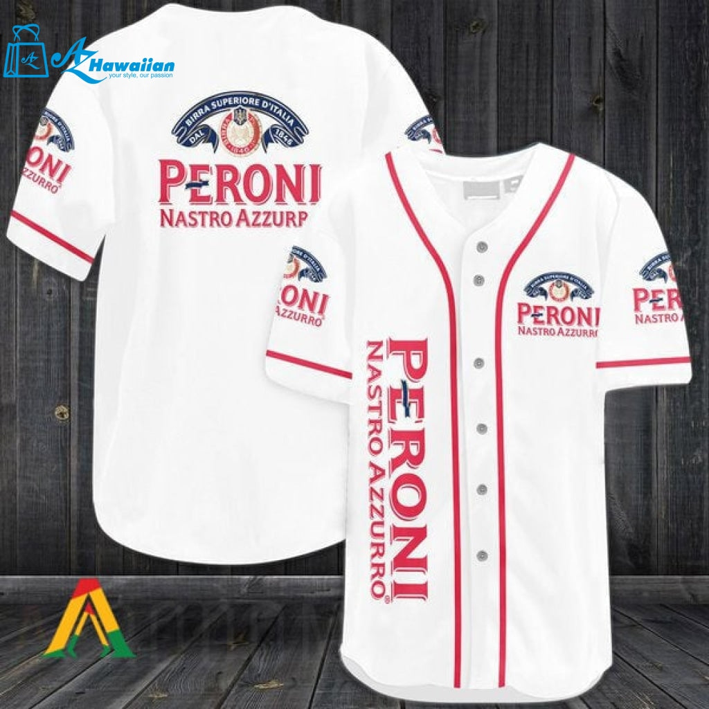 White Peroni Nastro Azzurro Beer Baseball Jersey