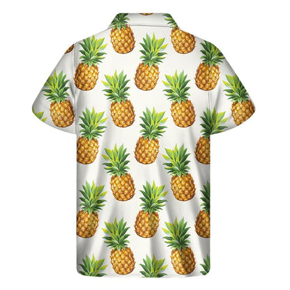 White Pineapple Pattern Print Mens Short Sleeve Shirt Hawaiian