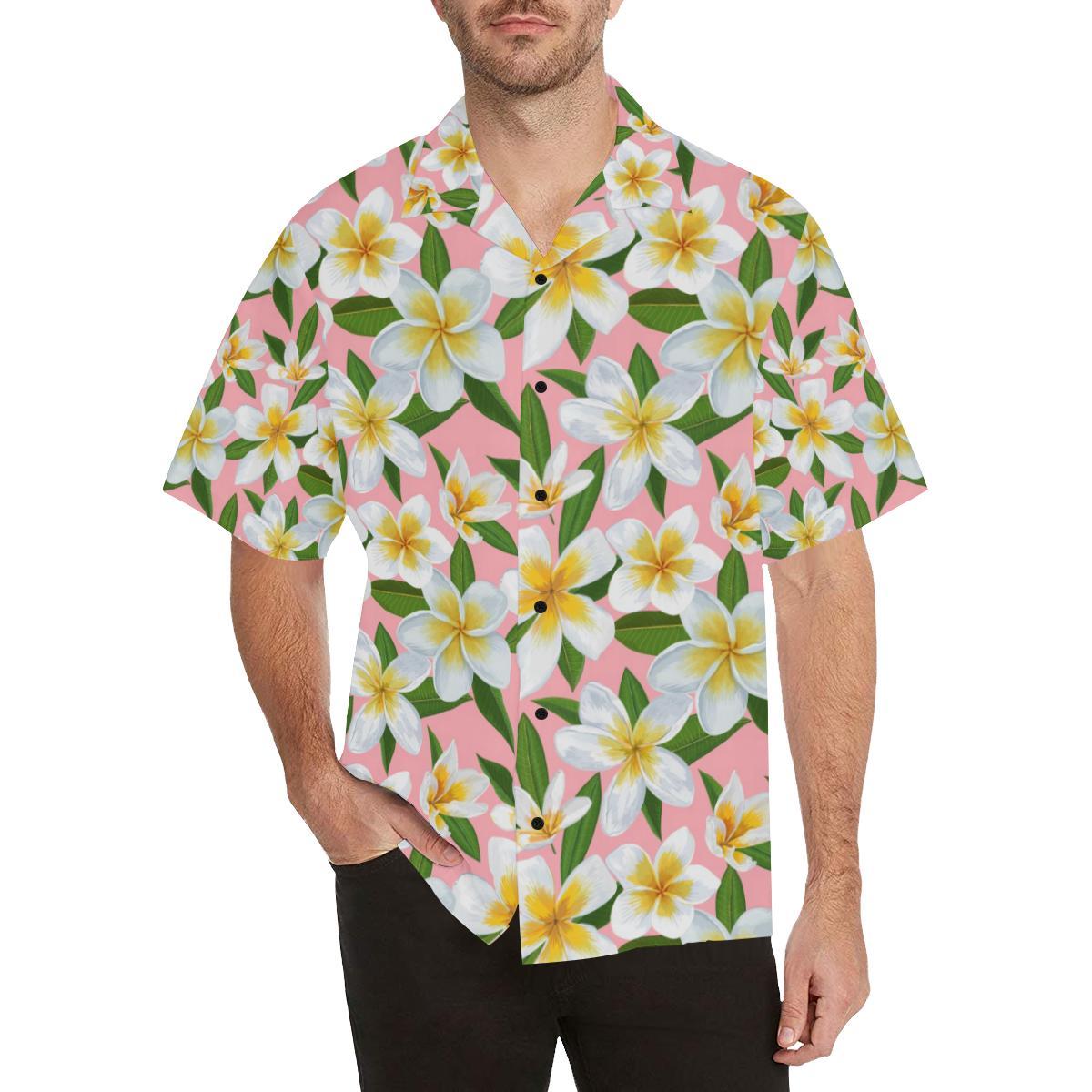 White Plumeria Pattern Print Design Pm1 Hawaiian Shirt