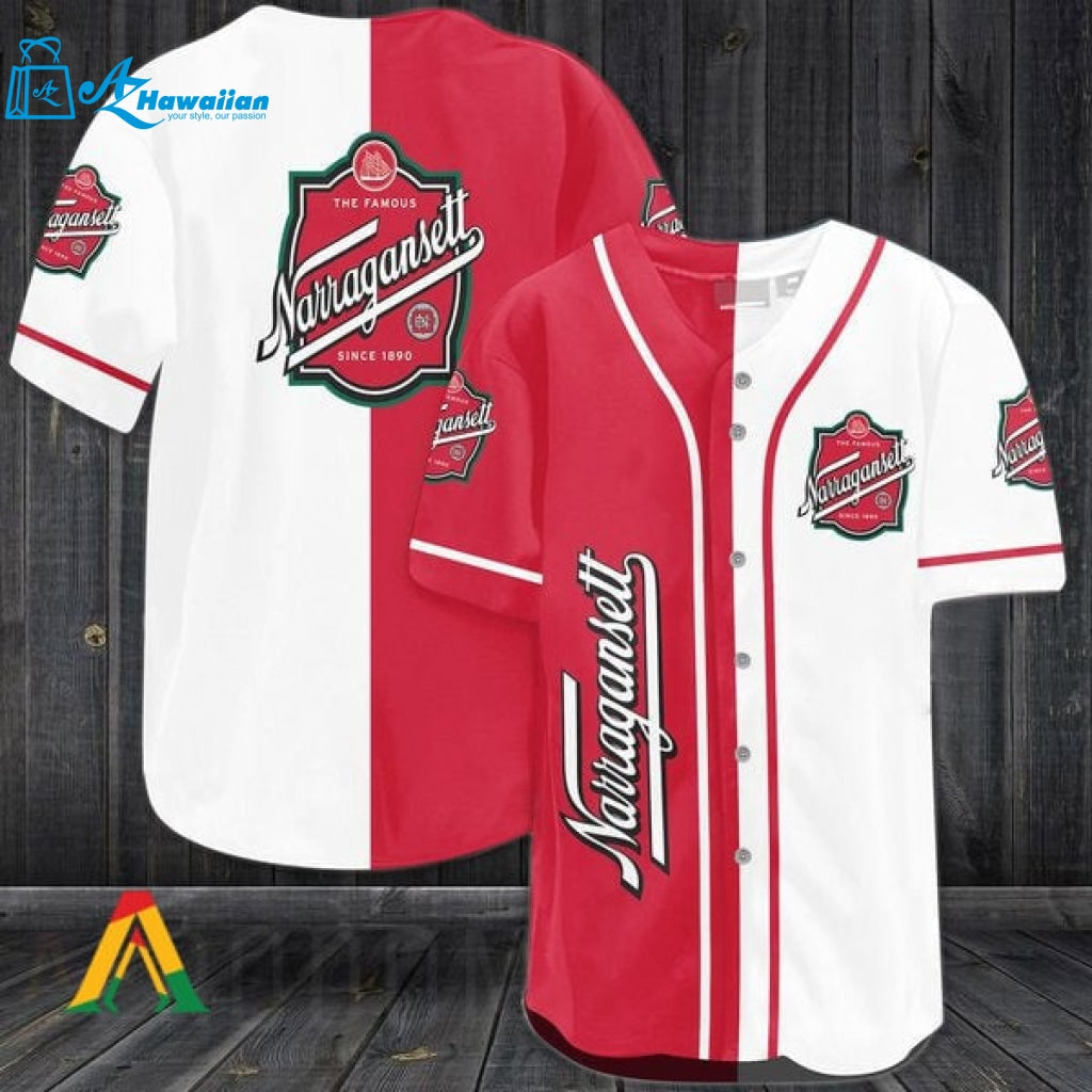 White Red Narragansett Beer Baseball Jersey