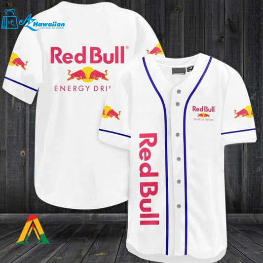 White Redbull Energy Drink Baseball Jersey