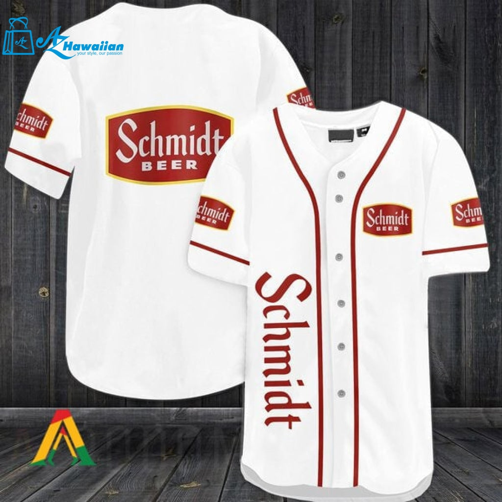 White Schmidt's Beer Baseball Jersey