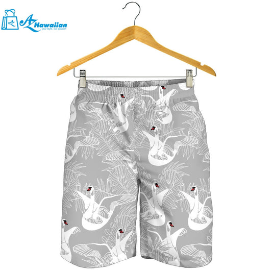 White Swan Gray Background Men Shorts