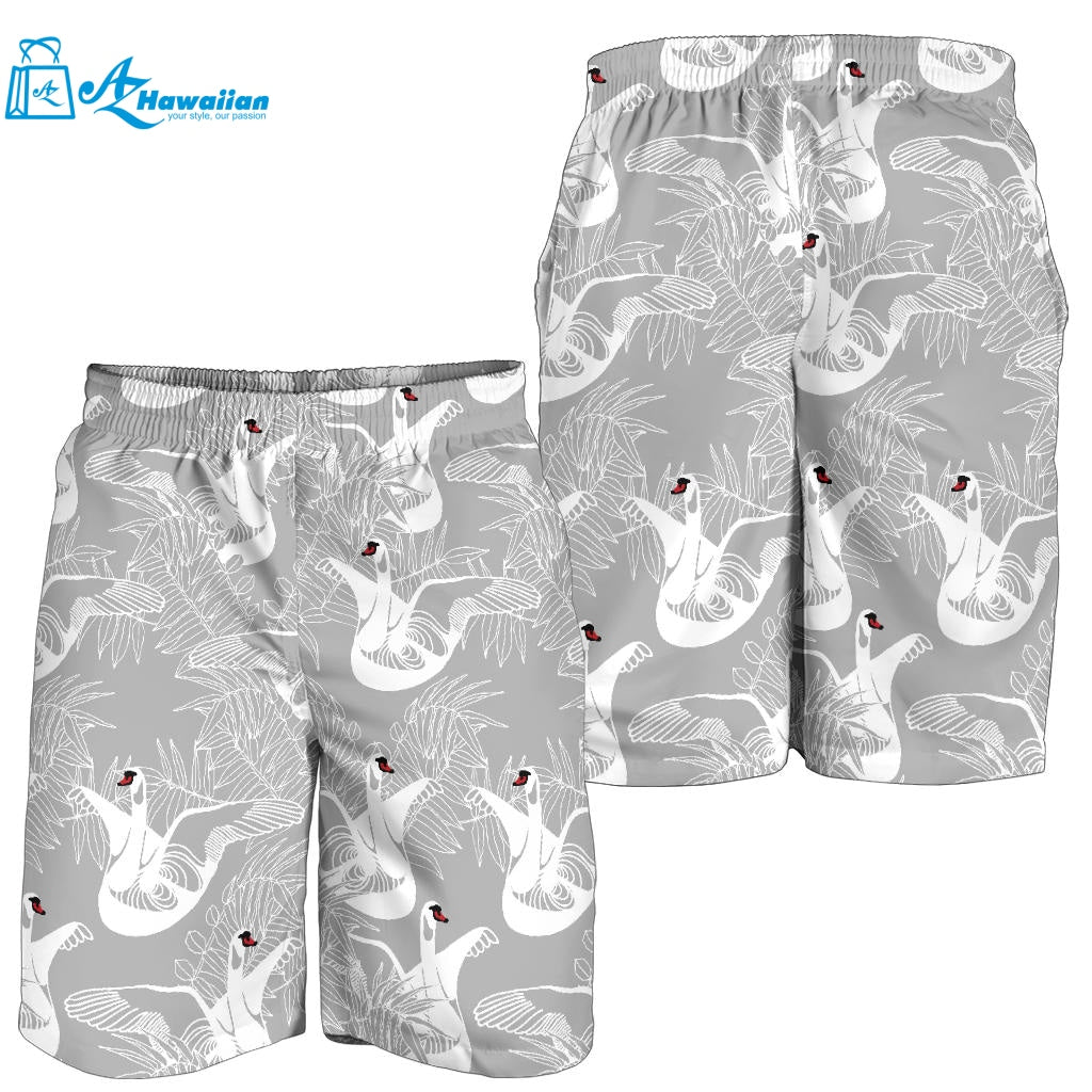 White Swan Gray Background Men Shorts