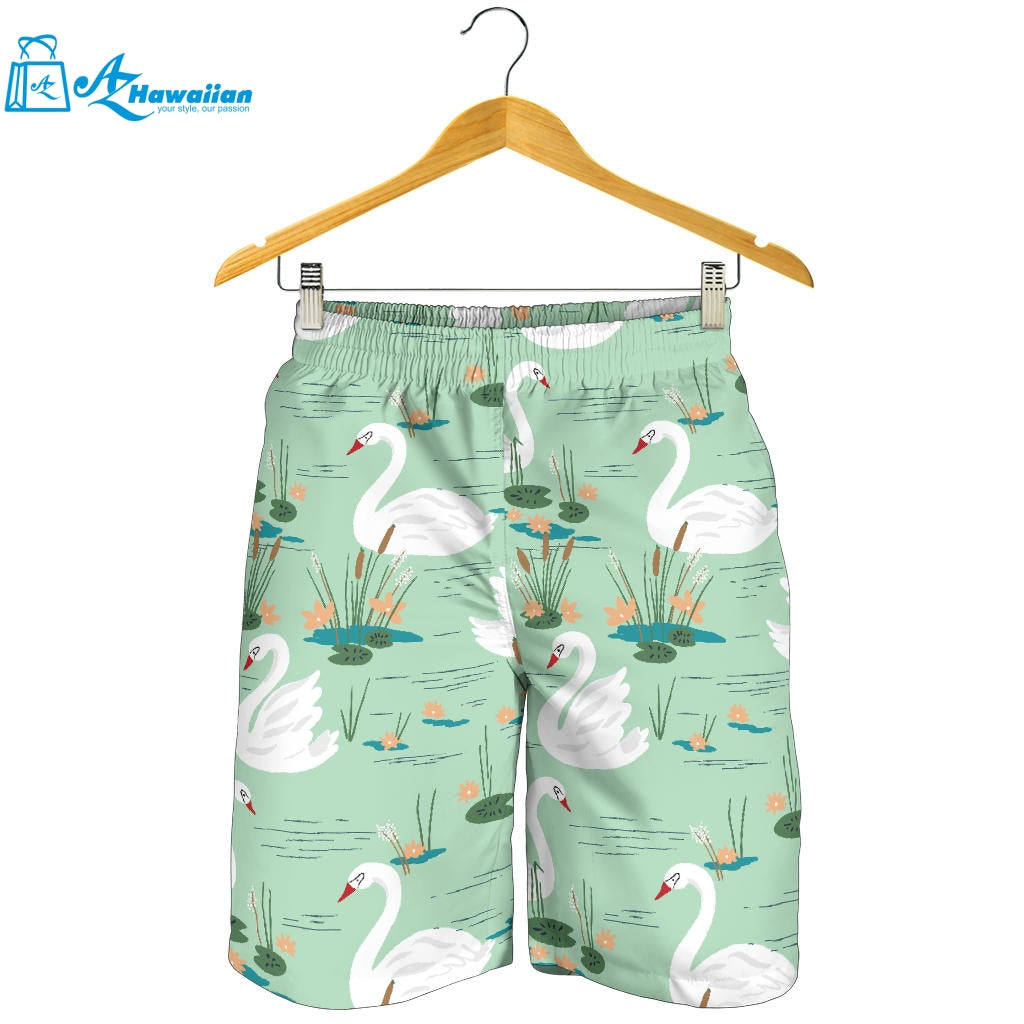 White Swan Lake Pattern Men Shorts