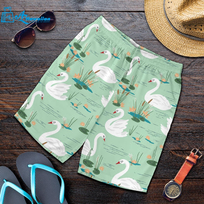 White Swan Lake Pattern Men Shorts