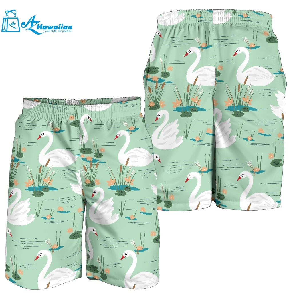 White Swan Lake Pattern Men Shorts