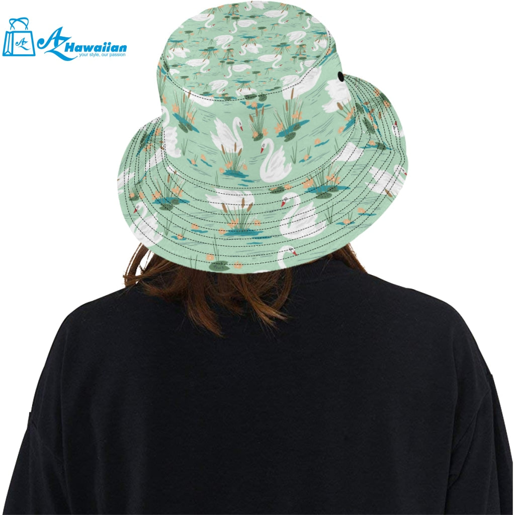 White swan lake pattern Unisex Bucket Hat