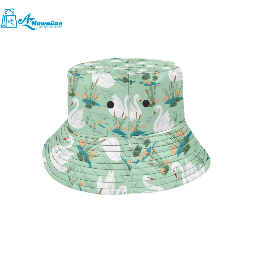 White swan lake pattern Unisex Bucket Hat