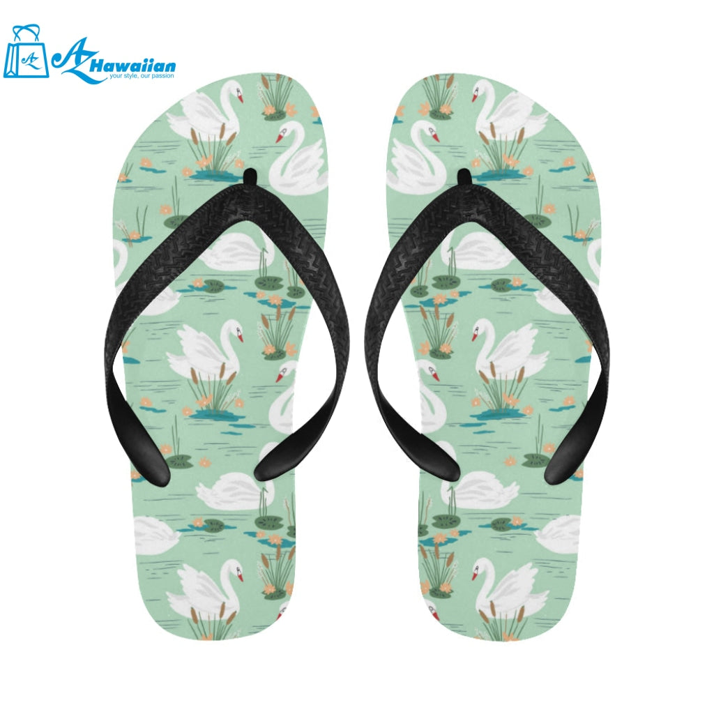 White swan lake pattern Unisex Flip Flops